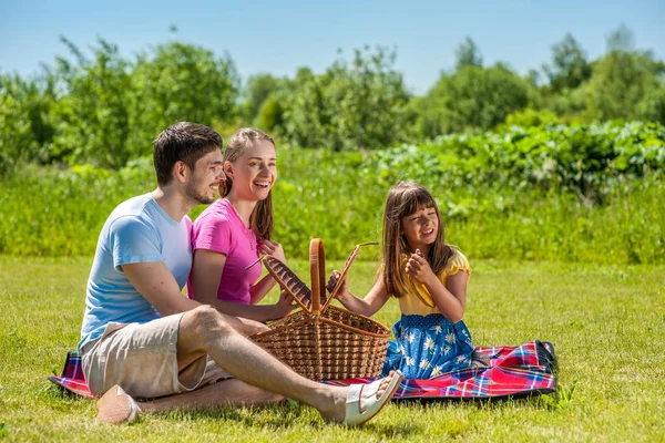 Mutlu aile piknikte — Stok fotoğraf