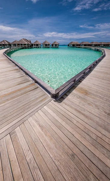 Beach with water bungalows — Stock Photo, Image