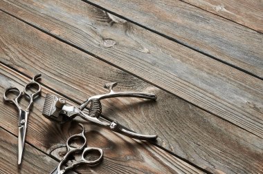 Vintage kuaför dükkanı araçları