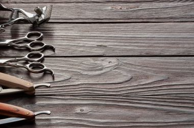 Vintage kuaför dükkanı araçları 