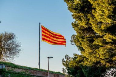 Catalonia bayrak rüzgarda sallayarak 