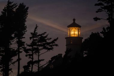 Heceta Head Lighthouse at night, built in 1892