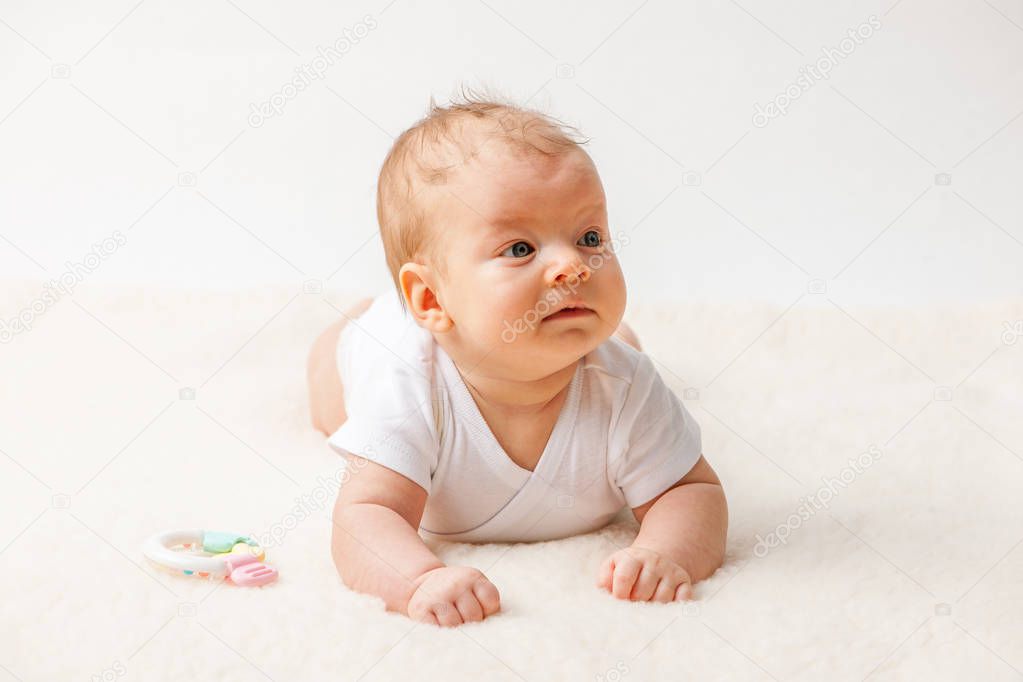 cute baby in white t-shirt 