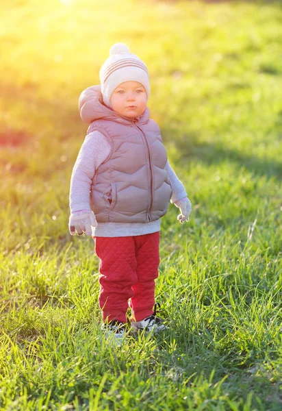 Baby boy at park during sunset. — Stock Photo, Image