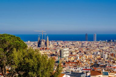 Barcelona cityscape Park Guell üzerinden