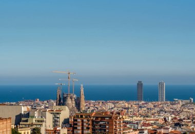 Barcelona cityscape Park Guell üzerinden