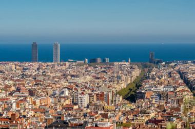 Barcelona cityscape Park Guell üzerinden