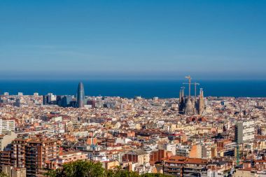 Barcelona cityscape Park Guell üzerinden