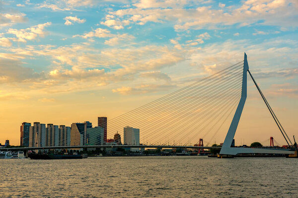 Cityscape with bridge at sunset