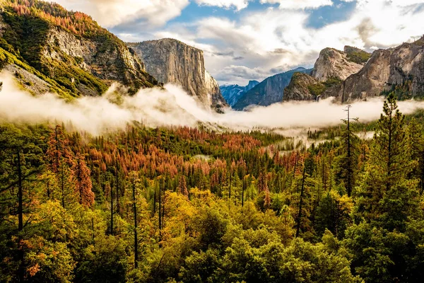 Vale de Yosemite na manhã nublada do outono — Fotografia de Stock