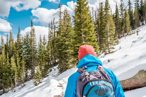 Tourist mit Rucksack wandern — Stockfoto