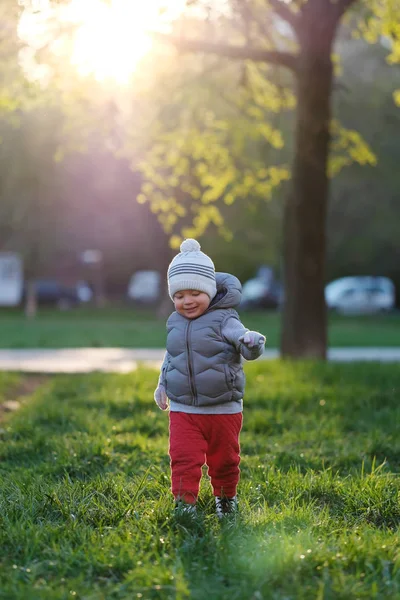 Toddler child in warm vest jacket — Stock Photo, Image
