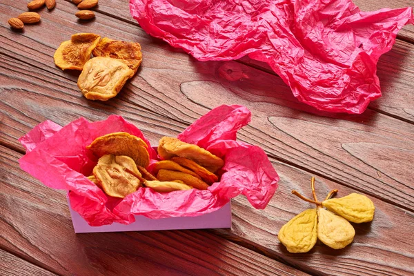 Dried Fruits Vintage Rustic Wooden Background — Stock Photo, Image