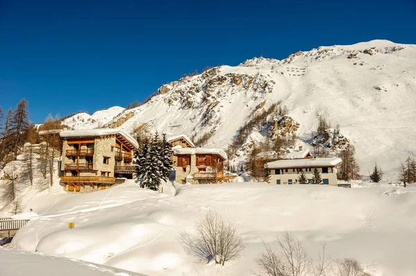 Inverno Alpino Paesaggio Montano Innevato Val Isere Francia — Foto Stock