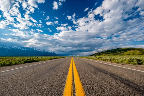 Autopista Abierta Vacía Wyoming Estados Unidos — Foto de Stock