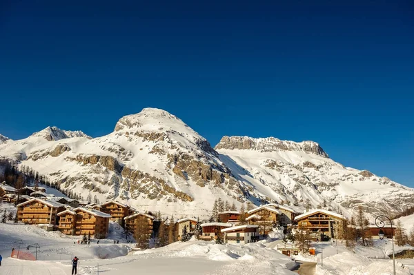 Alpine Winter Verschneite Berglandschaft Val Isere Frankreich — Stockfoto