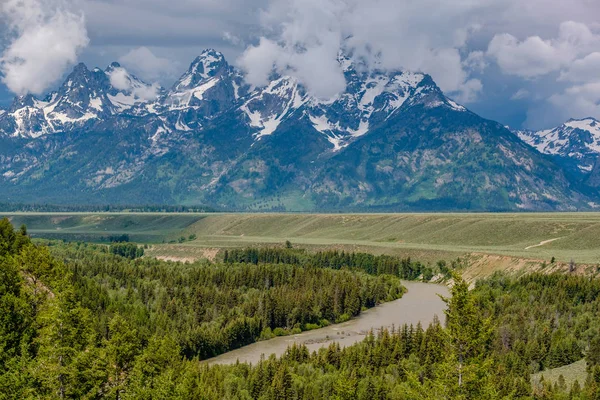 그랜드 Teton 스네이크 간과에서 그랜드 Teton 와이오밍 — 스톡 사진