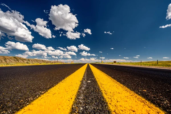 Empty Open Highway Wyoming Usa — Stock Photo, Image