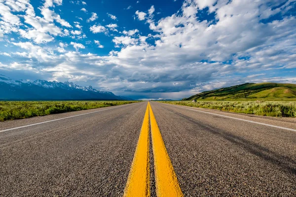 Autopista Abierta Vacía Wyoming Estados Unidos — Foto de Stock