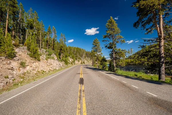 美国怀俄明州黄石公园的公路 — 图库照片