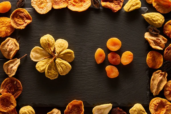 Dried Fruits Slate Plate Background — Stock Photo, Image