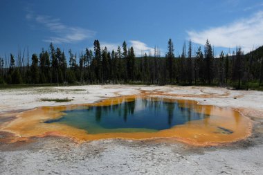 Kaplıca Emerald havuzu Yellowstone Milli Parkı'nda, siyah kum Havza alanı, Wyoming, ABD sıcak