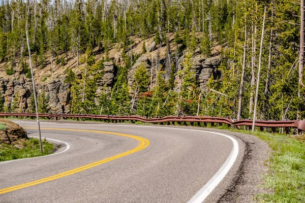 Highway Yellowstone National Park Wyoming Usa — Stock Photo, Image