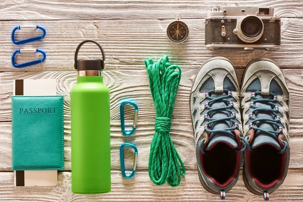 Travel items for hiking — Stock Photo, Image
