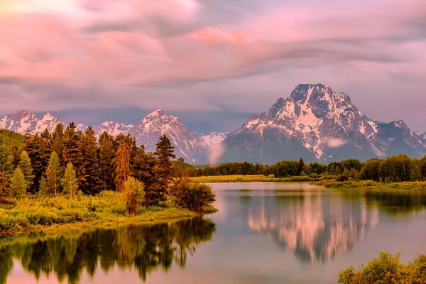 Grand Teton Mountains Oxbow Bend Snake River Sunrise Grand Teton —  Fotos de Stock