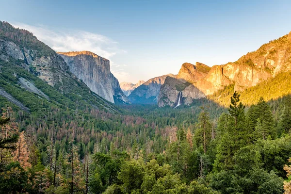 Letni Krajobraz Doliny Parku Narodowego Yosemite Tunnel View Kalifornia Usa — Zdjęcie stockowe