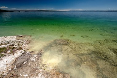 Yellowstone Gölü 'nde sıcak termal kaynak, West Thumb Geyser Havzası bölgesi, Wyoming, ABD
