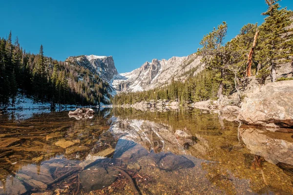 Lac Rêve Reflet Avec Des Montagnes Dans Parc National Des — Photo