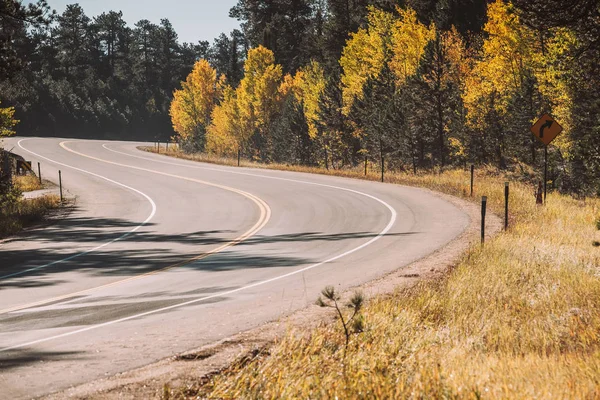 Sonbahar Ağaçları Colorado Abd Ile Yol Görünümünü — Stok fotoğraf