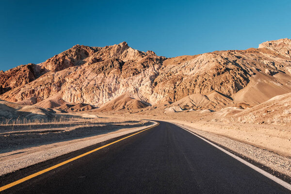 Open highway in Death Valley National Park, California, USA