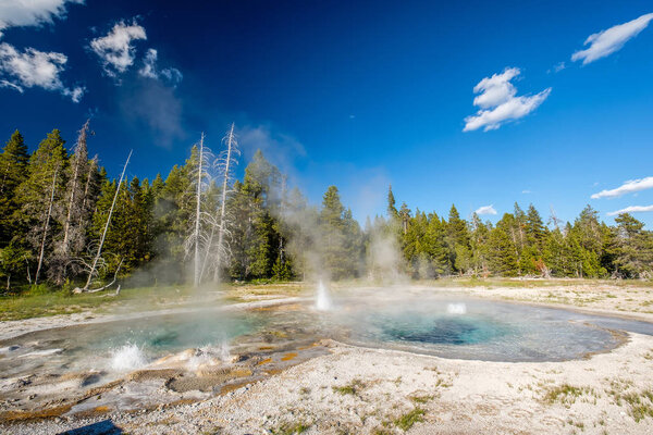 Hot thermal spring Sapphire Pool in Yellowstone National Park, Wyoming, USA