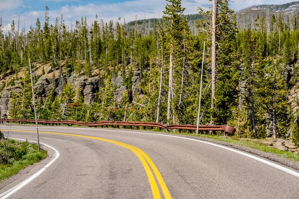 Autostrada Parku Narodowym Yellowstone Wyoming Usa — Zdjęcie stockowe