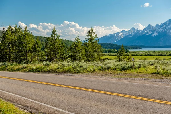 Highway Grand Teton National Park Wyoming Verenigde Staten — Stockfoto