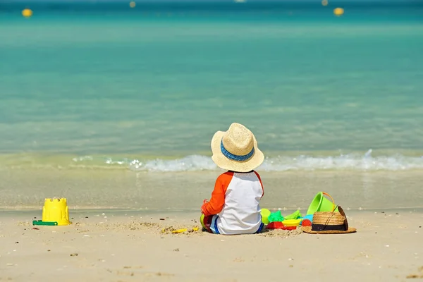 Two Year Old Toddler Boy Playing Beach Toys Beach — Stock Photo, Image