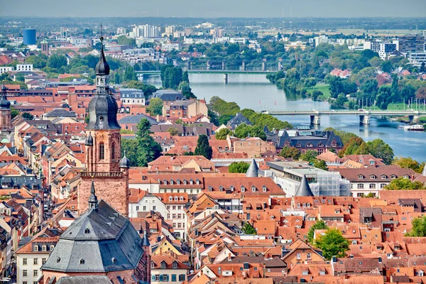 Heidelberg cidade no rio Neckar, Alemanha — Fotografia de Stock