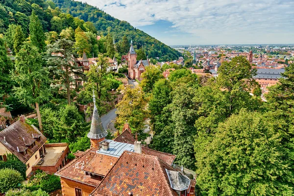 Miasto Heidelberg nad rzeką Neckar, Niemcy — Zdjęcie stockowe