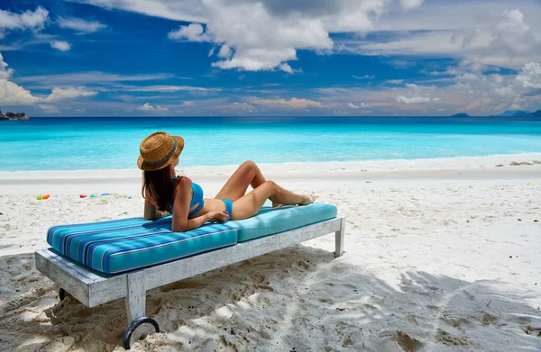 Mujer Playa Petite Anse Seychelles Mahe —  Fotos de Stock