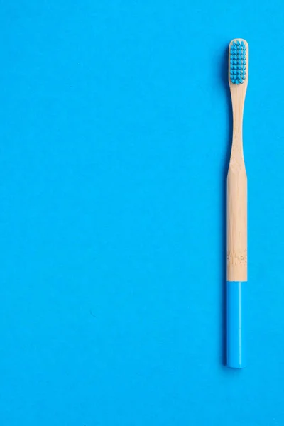 Toothbrush Blue Background Top View Copy Space Tooth Care Dental — Stock Photo, Image