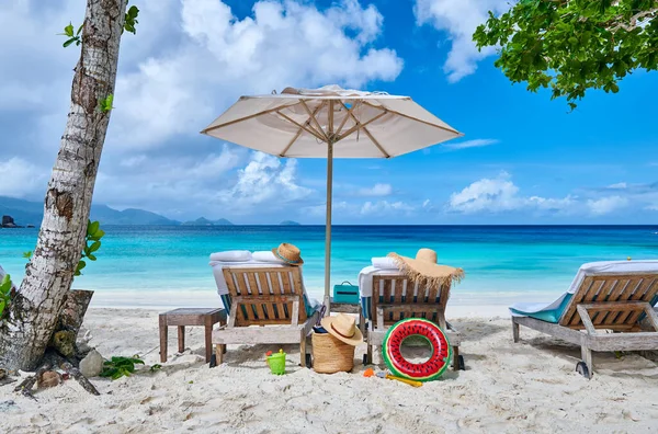 Vacker Petite Anse Strand Med Palm Vid Seychellerna Mahe — Stockfoto