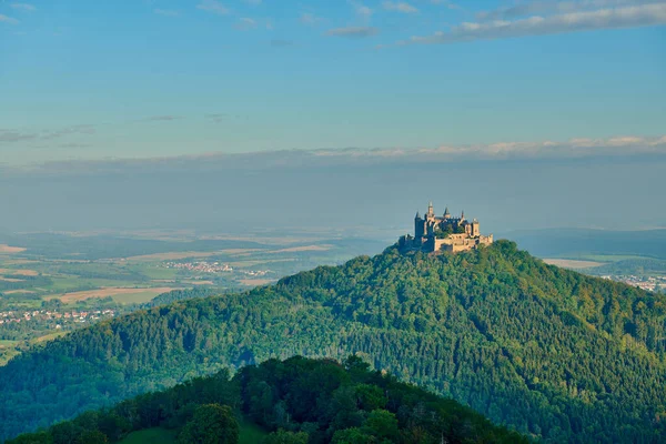 Hilltop Hohenzollern Slott Bergstopp Schwabiska Alperna Baden Wurttemberg Tyskland — Stockfoto