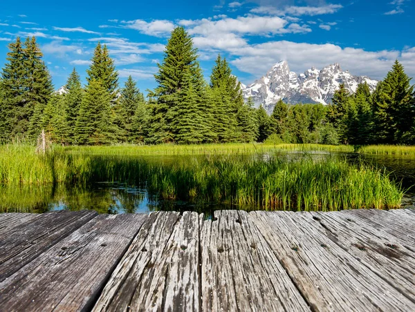 지점에 그랜드티턴 아침에 스네이크 있습니다 Grand Teton National Park Wyoming — 스톡 사진