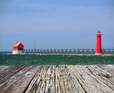 Grand Haven South Pierhead Inner Light, 1905 yılında inşa edildi, Michigan Gölü, MI, ABD