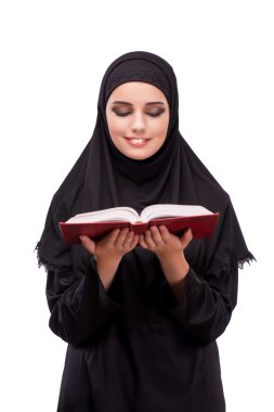 Siyah üzerine beyaz izole içinde Müslüman kadın
