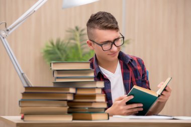 Okul sınavlarına hazırlanan genç bir öğrenci.