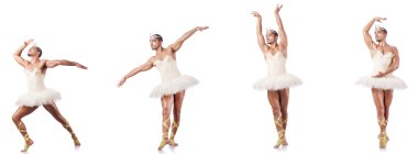 Beyaz bale etekli adam izole edilmiş.