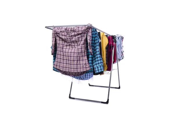 Collapsible clotheshorse isolated on the white background — Stock Photo, Image